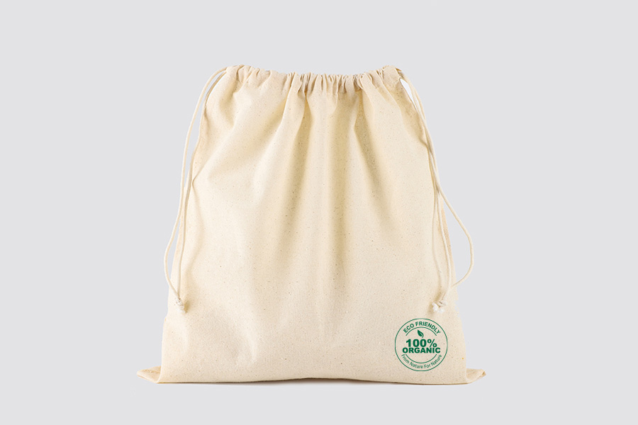 Cotton shoe bag 35x50cm with cord, natural