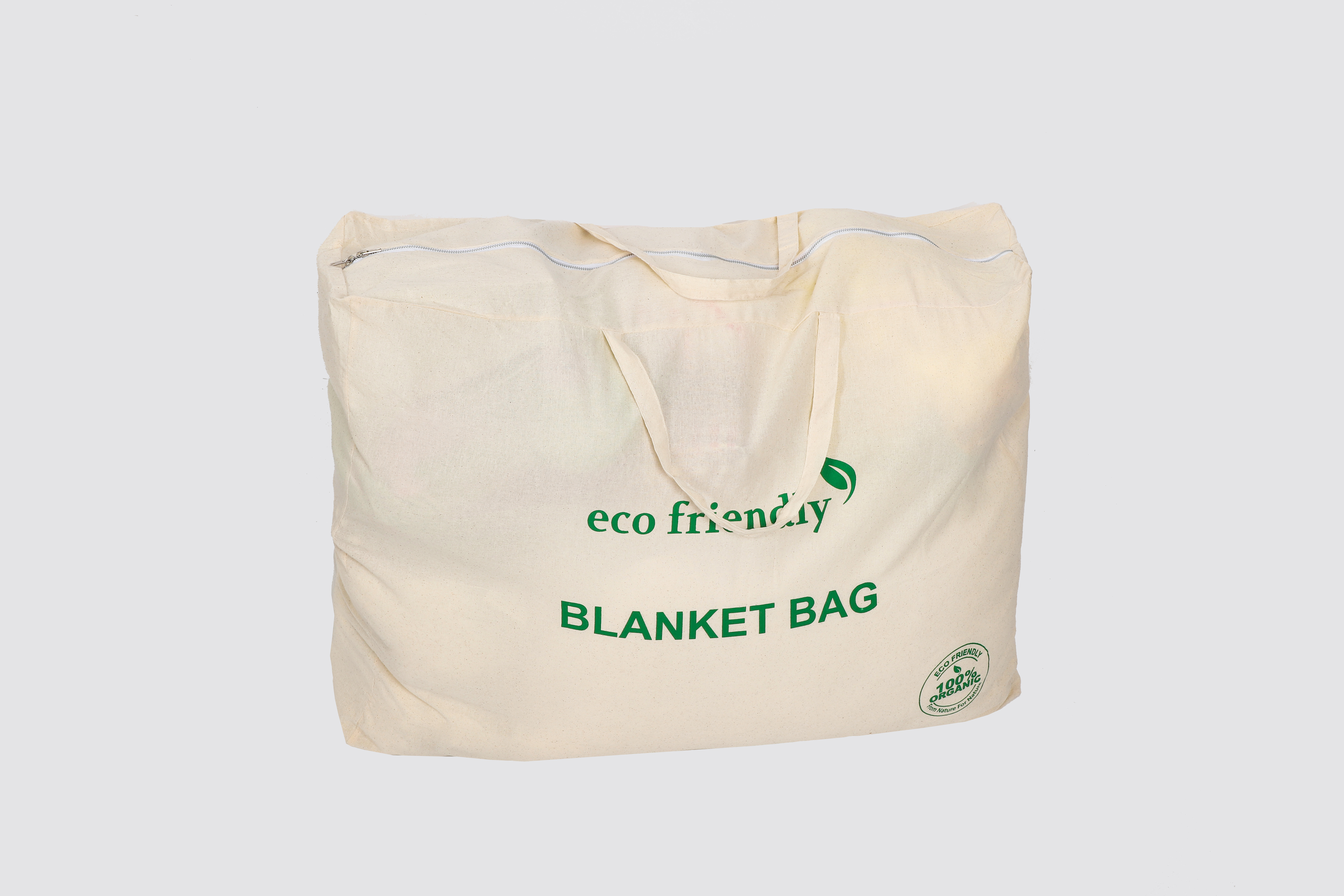 Cotton Blanket bag 65x85cm with zipper, natural