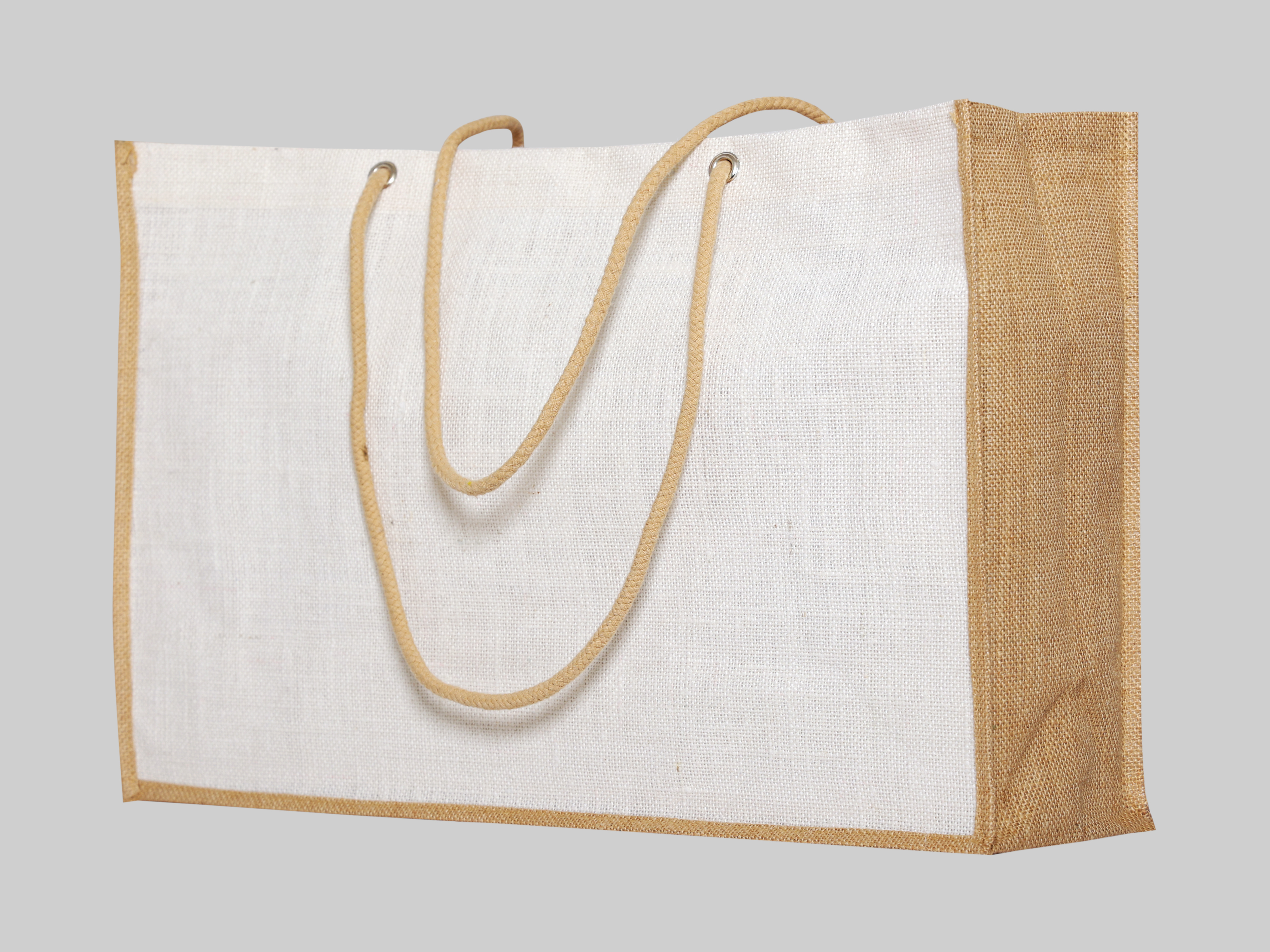 Borsa in Juta, colore: bianco/naturale - 55x36+17cm.